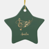 Simple Custom Name Musical Elegant Christmas Keramisch Ornament (Achterkant)