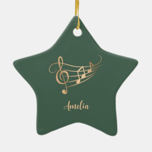 Simple Custom Name Musical Elegant Christmas Keramisch Ornament (Achterkant)