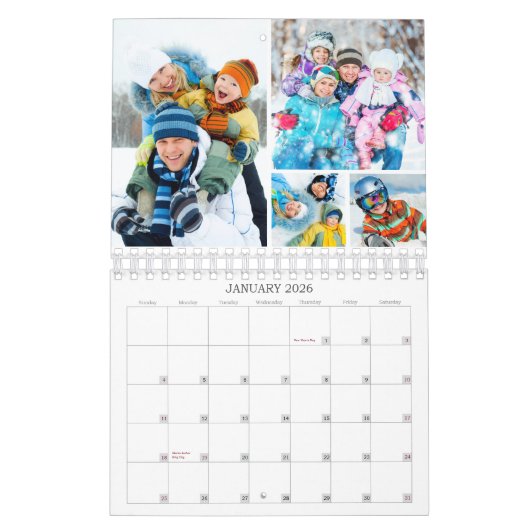 Simple Custom Photo Collage 4 Per Month Calendar Kalender (Jan 2026)