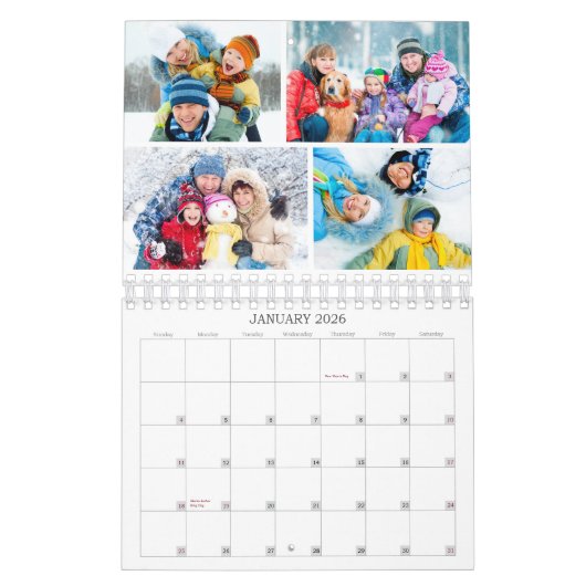 Simple Custom Photo Collage 4 Per Month Kalender (Jan 2026)