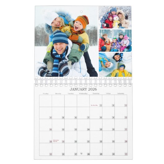 Simple Custom Photo Collage 4 Per Month Kalender (Jan 2026)