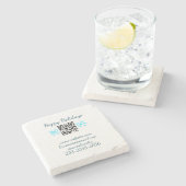 simple custom QR code add your name text  Classic  Stenen Onderzetter (Zijkant)