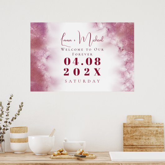 Simple Custom Roos Gold Marble Waterverf Poster (Keuken)