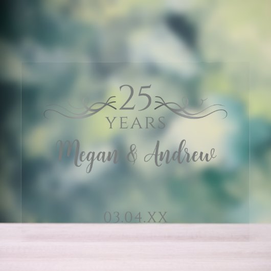 Simple Custom Script 25th Wedding Anniversary Acryl Bord (Neutraal)