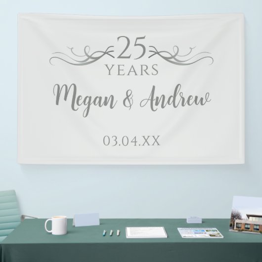 Simple Custom Script 25th Wedding Anniversary Spandoek (Beurs)