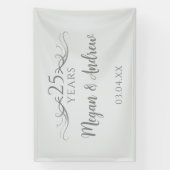 Simple Custom Script 25th Wedding Anniversary Spandoek (Verticaal)