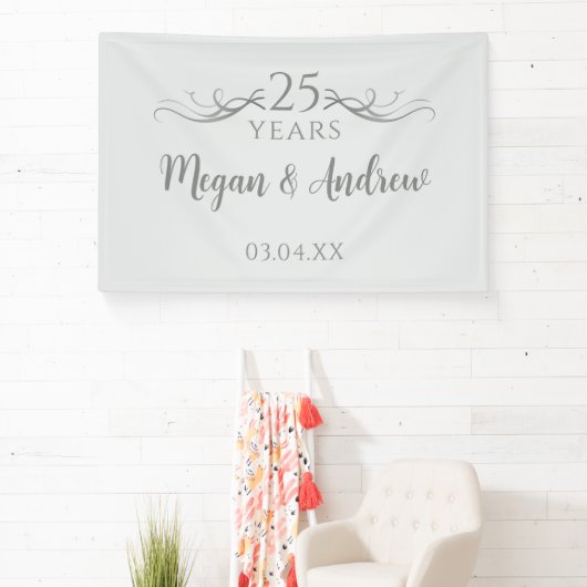 Simple Custom Script 25th Wedding Anniversary Spandoek (Insitu)