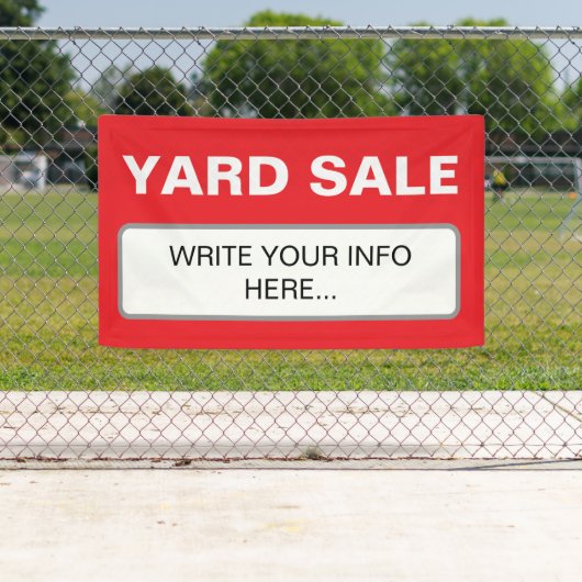 Simple Custom Yard Sale Red White Spandoek (Insitu)