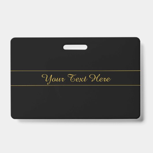 Simple Customizable Gold & Black Text Design  Badge (Voorzijde)