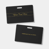 Simple Customizable Gold & Black Text Design Badge (Voor- en achterkant)