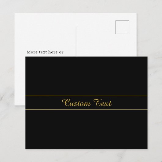 Simple Customizable Gold & Black Text Design  Briefkaart (Voorkant / Achterkant)