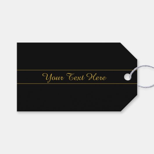 Simple Customizable Gold & Black Text Design  Cadeaulabel (Voorkant (Horizontaal))