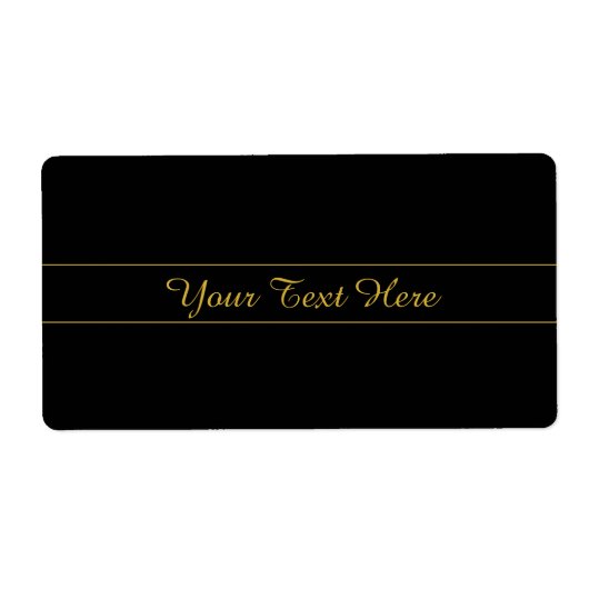 Simple Customizable Gold & Black Text Design Etiket (Voorkant)