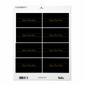 Simple Customizable Gold & Black Text Design Etiket (Full Sheet)