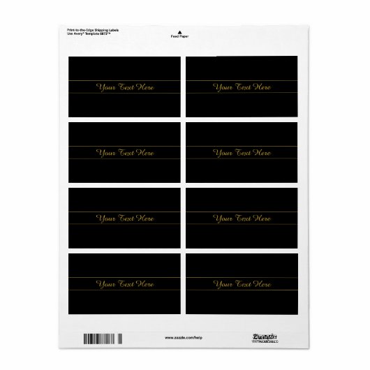 Simple Customizable Gold & Black Text Design  Etiket (Full Sheet)