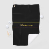 Simple Customizable Gold & Black Text Design  Golfhanddoek (Insitu)
