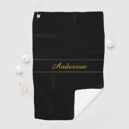 Simple Customizable Gold & Black Text Design  Golfhanddoek