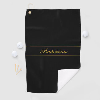 Simple Customizable Gold & Black Text Design  Golfhanddoek