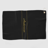Simple Customizable Gold & Black Text Design Golfhanddoek (Horizontaal)