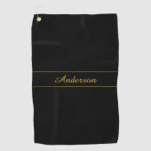 Simple Customizable Gold & Black Text Design Golfhanddoek (Voorkant)