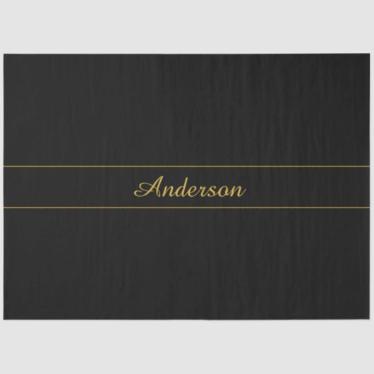 Simple Customizable Gold & Black Text Design  Tissuepapier (Voorkant)