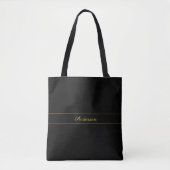 Simple Customizable Gold & Black Text Design  Tote Bag (Voorkant)