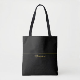 Simple Customizable Gold & Black Text Design  Tote Bag