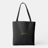 Simple Customizable Gold & Black Text Design Tote Bag (Achterkant)