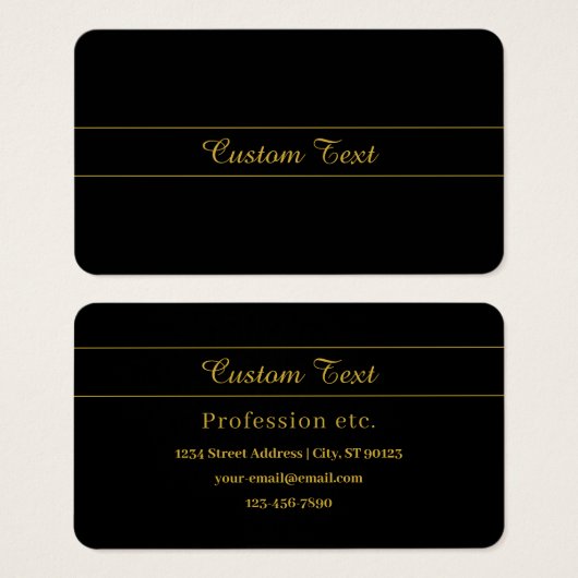 Simple Customizable Gold & Black Text Design Visitekaartje (Voorkant /achterkant)