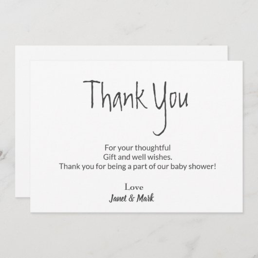 Simple Cute Baby shower Hartelijk dank Aankondiging (Voorkant / Achterkant)