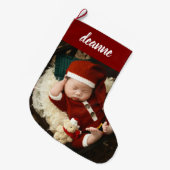 Simple Cute Baby's First Christmas 1 Photo Grote Kerstsok (Voorkant (Hangend))