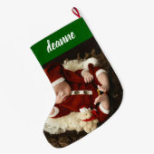Simple Cute Baby's First Christmas 1 Photo Grote Kerstsok (Achterkant (Hangend))