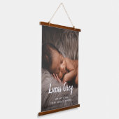 Simple Cute Birth Stats Photo Baby Nursery Hangend Wandkleed (Gebogen)