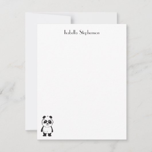 Simple Cute Black White Panda, persoonlijk Notitiekaartje (Voorkant)