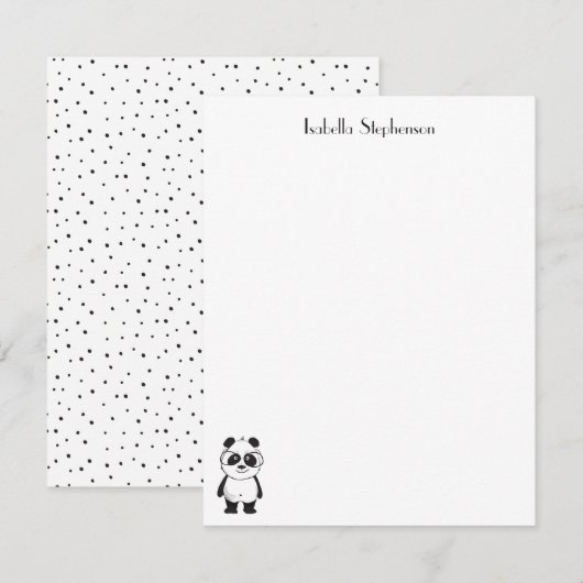Simple Cute Black White Panda, persoonlijk Notitiekaartje (Voorkant / Achterkant)