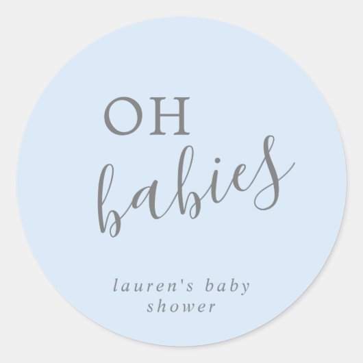 Simple Cute Blue Boy Twins Baby shower Ronde Sticker (Voorkant)