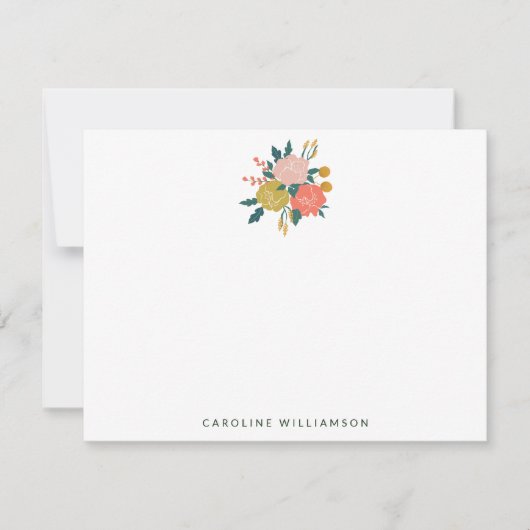 Simple Cute Boho Botanical Flower Personated Notitiekaartje (Voorkant)