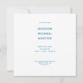 Simple Cute Bunny No Photo Newborn Boy Birth Aankondiging (Achterkant)