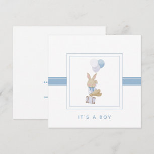 Simple Cute Bunny No Photo Newborn Boy Birth Aankondiging