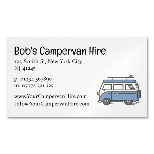 Simple Cute Campervan Hire Business Card Magnetisch Visitekaartje (Voorkant)