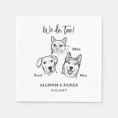 Simple Cute Cat Dog Pet Wedding Custom Servet (Voorkant)