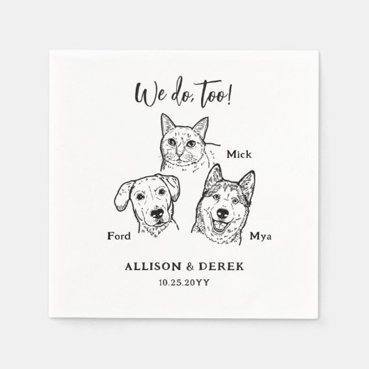 Simple Cute Cat Dog Pet Wedding Custom Servet (Voorkant)