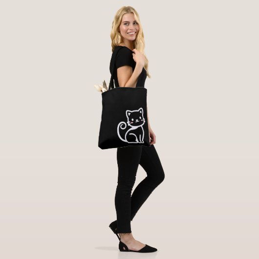 Simple Cute Cat Tote Bag (Op model)