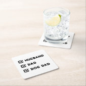 Simple Cute Checkbox Husband, papa, Dog dad Kartonnen Onderzetters (Insitu)