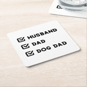 Simple Cute Checkbox Husband, papa, Dog dad Kartonnen Onderzetters
