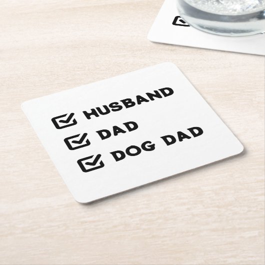 Simple Cute Checkbox Husband, papa, Dog dad Kartonnen Onderzetters (Schuin)