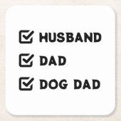 Simple Cute Checkbox Husband, papa, Dog dad Kartonnen Onderzetters (Voorkant)