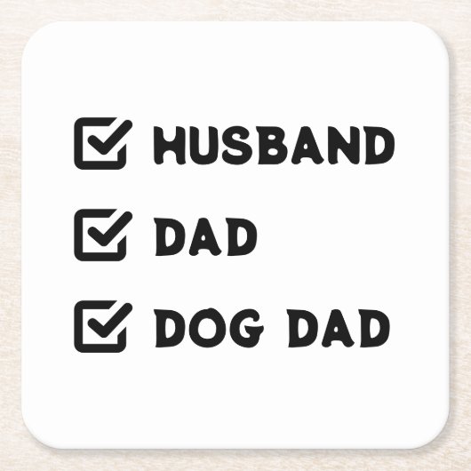 Simple Cute Checkbox Husband, papa, Dog dad Kartonnen Onderzetters (Voorkant)