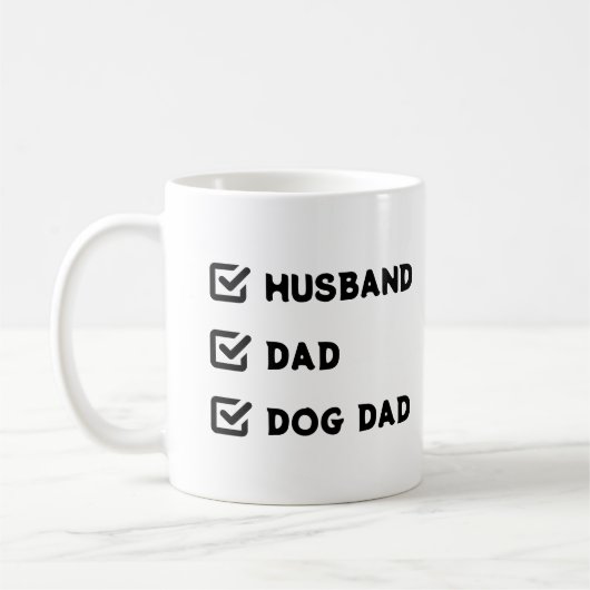 Simple Cute Checkbox Husband, papa, Dog dad Koffiemok (Links)