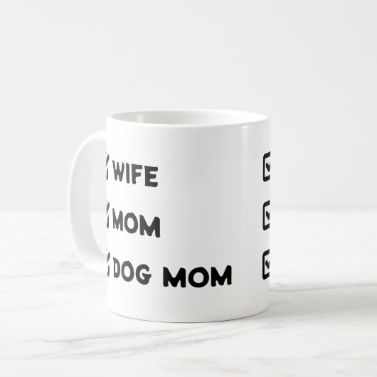 Simple Cute Checkbox Wife mama Dog mama Koffiemok (Voorkant links)